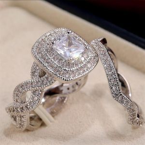 Nieuwe collectie bling bling zirkoon minnaar paar ring bruiloft bruids bruidegom ring sieraden cadeau voor liefde Amerikaanse maat 6 7 8 9 10216m