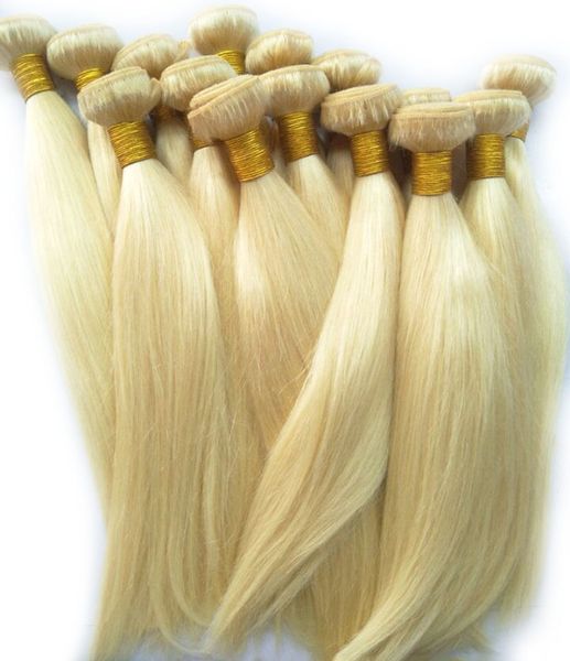 Nouvelle arrivée couleur blonde faisceaux de cheveux en gros en vrac de cheveux humains au prix d'usine 613 # 3 faisceaux 100g par pièce tissage de trame de cheveux brésiliens