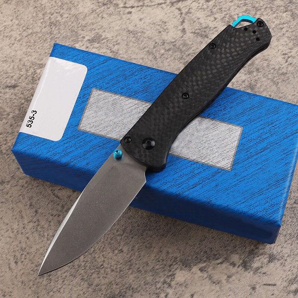 Nueva llegada BM 535 Cuchillo plegable de bolsillo S30V Punto de caída Hoja de lavado de piedra Mango de fibra de carbono Acampar al aire libre Senderismo Carpeta EDC Cuchillos de regalo con bolsa de nylon