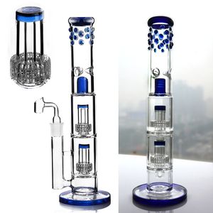 Narguilé en verre de 15,8 pouces d'épaisseur Bong Bubbler avec matrice en nid d'abeille Perc Tall Oil Burner Dab Rig Pipes à eau pour fumer avec joint de 18 mm