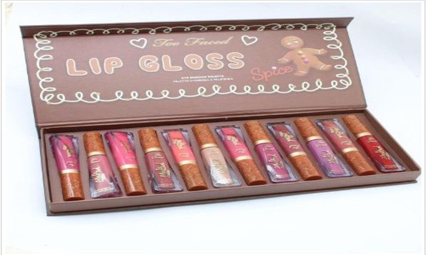 Nouvelle marque d'arrivée 12 pcs lèvres à lèvres Long Wear Matte Liquid Liquid Gingerbread Spice Lip Gloss Kit Cadeau Box1173974