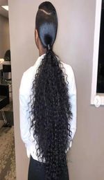 Nouvelle arrivée brésilienne humaine vierge Remy queues de cheval crépus bouclés queue de cheval Extensions de cheveux Clip Ins Natral couleur noire 140g un bundle6019265