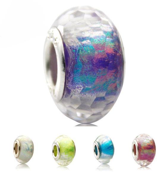 Nouveauté brillant mode européenne charmes perles de verre de Murano Fit Style charmes bracelets pour femme bijoux à bricoler soi-même accessoires2802203