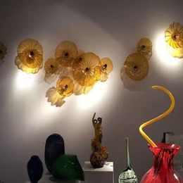 Placas de arte de lámpara soplada a mano de colores marrones para decoración de pared interior placa de cristal de Murano de tamaño personalizado