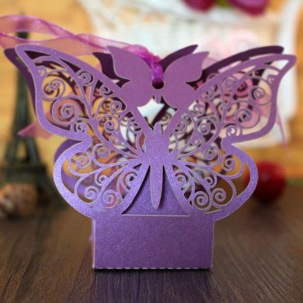 Nouveauté papillon creux papier boîtes à bonbons sacs-cadeaux bricolage faveur de mariage boîtes de douche de bébé pour les fournitures de décoration de mariage