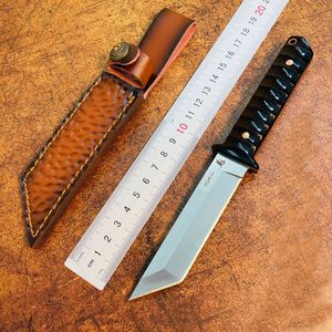 Nieuwe Collectie C7150 Outdoor Survival Rechte Mes D2 Tanto Point Blade Volledige Tang Houten Handvat Vaste Mes Messen met lederen Schede