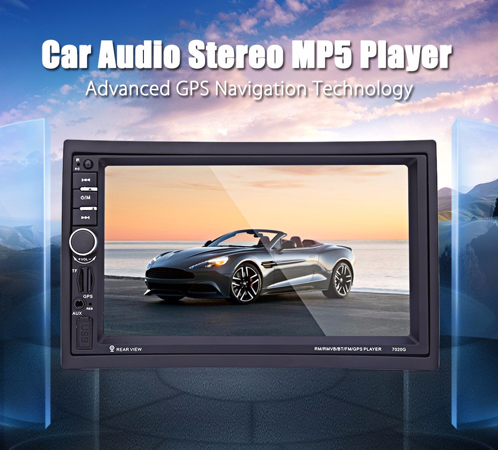 新しい到着車DVDプレーヤー7インチ2 DIN 7020G車のラジオMP5 Player 1080p Bluetooth GPSナビゲーションタッチスクリーン+リモコン