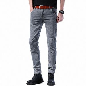 Nouveauté Jeans décontractés pour hommes droits élastiques Denim Lg pantalon gris grande taille marque hommes Lg Cool pantalon q9xi #