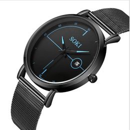 Nieuwe aankomst Casual Men and Women Watches Business Models Quartz Watch Steel Strap Simple Student Sports Watch Explosion2856