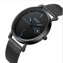 Nieuwe aankomst Casual Men and Women Watches Business Models Quartz Watch Steel Strap Simple Student Sports Watch Explosion158Ll