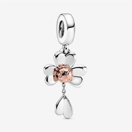 Nouveauté Charms 925 Sterling Argent Trèfle et Coccinelle Dangle Charm Fit Original Bracelet À Breloques Européenne Bijoux De Mode Acces251W