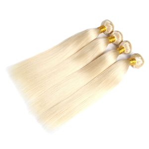 Nueva Llegada Barato 613 Paquetes Rubios Extensiones de Cabello Humano Recto Peruano 10 pulgadas a 30 pulgadas Remy Hair Weave 3 o 4 unids / lote Envío Gratis