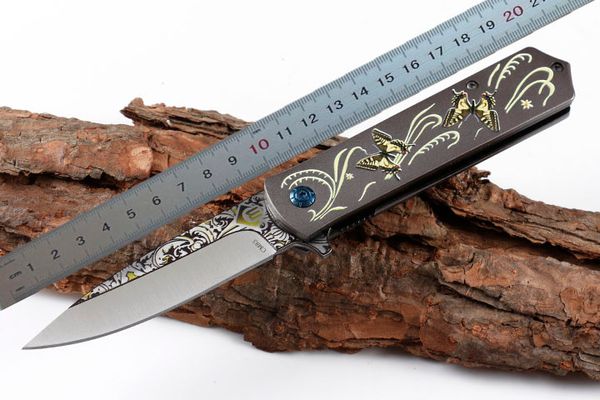 Coltello pieghevole Flipper assistito Chongming CM83 di qualità eccellente 440C Lama Drop Point Manico in alluminio Ingranaggi tattici di sopravvivenza