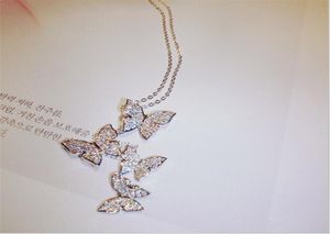 Nouveauté bijoux de mode classique 925 argent Sterling or rose remplissage pavé blanc saphir diamant papillon pendentif 6589778
