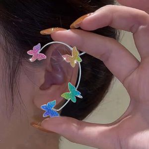 Pendientes de mariposa con purpurina colorida para mujer, aretes con Clip sin perforación, aretes de oreja, novedad