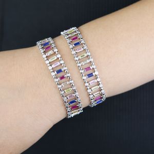 Nouveauté coloré arc-en-ciel carré Zircon Bracelet pour femmes hommes dame cadeau pavé 5A cubique Zircon cadeau bijoux