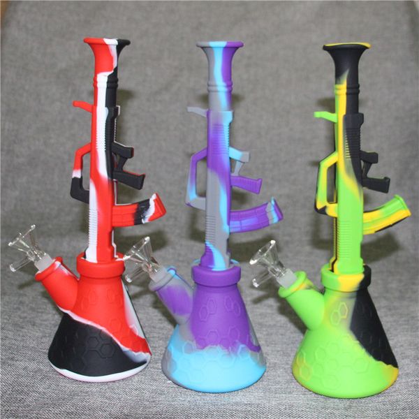 Nueva Llegada Colorido Tubo de agua de silicona Fumar Bong Hookah Vapor Tubo de agua Hookah Bongs de vidrio baratos 14 mm Junta