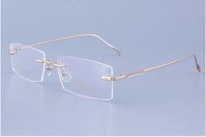 Nieuwe aankomst beknopte stijl mannelijke bril frame kwaliteit titanium legering velless goud zilver gungray licht duurzaam GroothandelTP9543