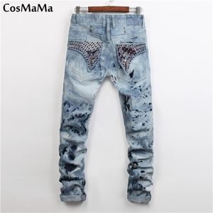 Nouvelle arrivée Cosmama Brand Factory Designer Slim Skinny Fit American Flag Biker Fashion Jeans For Men LJ200911