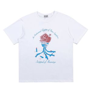 Recién llegado, camisetas de algodón con estampado de grafiti rosa para hombres y mujeres, camisetas informales blancas de manga corta con cuello redondo de gran tamaño