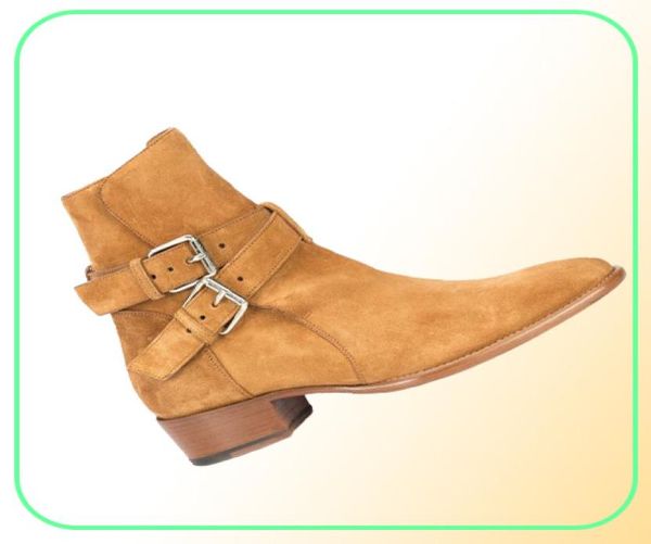 Nueva llegada de gamuza de vaca biker biker wyatt botas de invierno hombres vaqueros booties chelse zapatos9896916