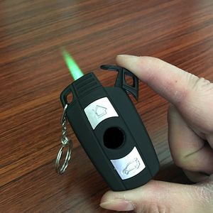 Recién llegado, modelo de coche creativo, encendedor a prueba de viento, llavero de Gas con llama, encendedor de cigarrillos para hombres, hebilla de llave con linterna LED, antorcha de regalo