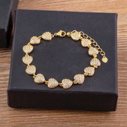 Nouveauté Design créatif luxe 14k chaîne en or jaune Bracelets amour coeur bracelet pour les femmes cadeau de mariage bijoux