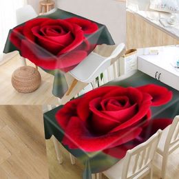 Nouvelle arrivée fleurs personnalisées rouge Rose nappe imperméable Oxford tissu nappe rectangulaire maison fête nappe T200708267q
