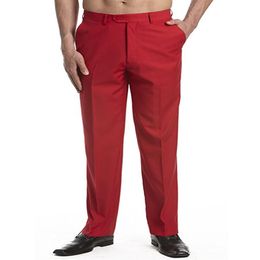 nieuwe aankomst op maat gemaakte heren nette broek broek platte voorkant broek effen rode kleur mannen pak broek op maat broek296r