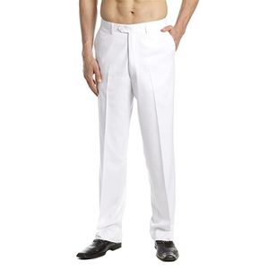 Nueva llegada, pantalones de vestir para hombre hechos a medida, pantalones de frente plano, pantalones de traje de Blanco sólido para hombre, pantalones de fiesta de boda 208s