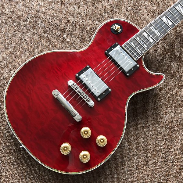 Nouvelle arrivée guitare électrique rouge personnalisée avec touche en ébène et coloré autour du corps, matériel chromé, guitarra de haute qualité