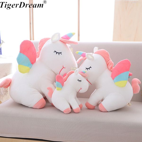 Lindo unicornio de juguete de algodón PP, juguetes de peluche para niños, muñeco caballo súper suave, cojín, regalos para niñas y niños, 4 colores