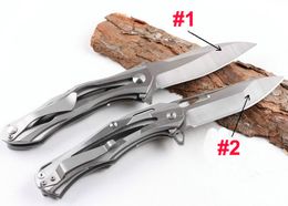 9,53 pulgadas nuevo diseño 2 estilos rodamiento de bolas Flipper cuchillo plegable 440C hoja satinada mango de acero inoxidable cuchillos tácticos al aire libre