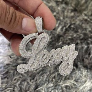 Nouveau design d'arrivée Hiphop Fine Jewelry Iced Out Sier Bling Zircon personnalisé 14K plaqué Mossanite Nom Pendant