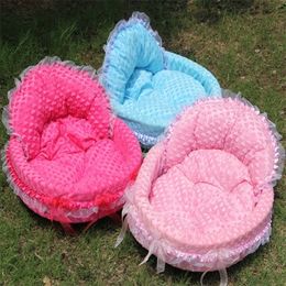 Aankomst hondenbedden zachte dutje kanten prinses bowknot stijl bed boog voor kleine en grote honden huisdieren benodigdheden accessoires y200330