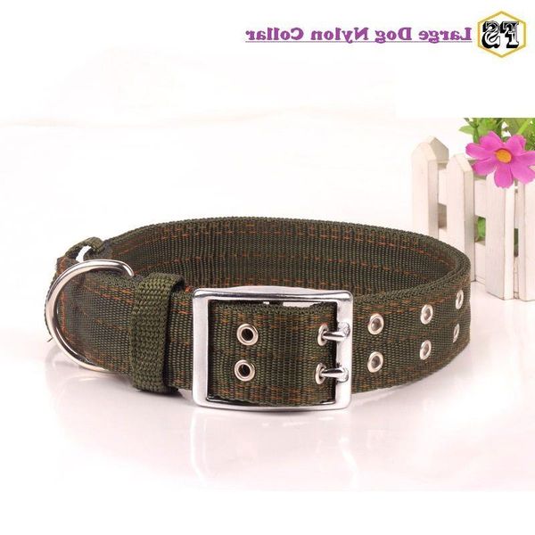 Nueva llegada collares para perros suministros para mascotas 5 cm nylon doble hebilla collar para perros grandes 2 colores 2 tamaños al por mayor envío gratis Vxxnr