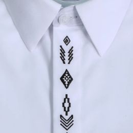 Nouveauté porte motifs géométriques arrangement brodé mode tendance hommes chemises décontractées à manches longues grande taille M-3XL 4XL