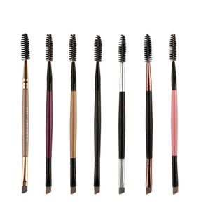 Nieuwe aankomst Dubbele Wenkbrauwborstel Duo Brow Make-Up Borstel Dubbelzijdig Wenkbrauw Platte Schuine Borstels J15466892263