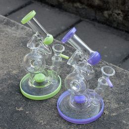 Nouvelle arrivée double recycleur plates-formes pétrolières en verre capiteux Dab plate-forme cire verre eau bongs conception side-car coups lisses avec bol en verre de 14 mm XL-320