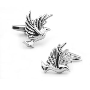 Nieuwe aankomst Duif van vredesmanchet links Silver Color Flying Pigeon Design Quality Brass Material Men's Cufflinks Gratis verzending