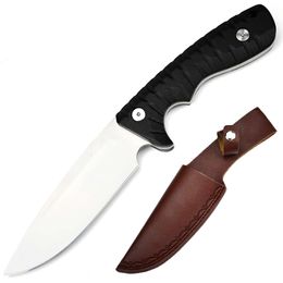Nueva llegada Durable CPM-3V Cuchillo de caza de acero Manija ABS Cuchillo de campamento al aire libre cuchillo de cuchilla fija con estuche de cuero