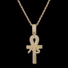 Nueva llegada egipcio Ankh llave de la vida colgante collar con cadena de cuerda Hip Hop plata oro como regalos 291G