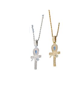 Nouveauté collier pendentif clé de vie égyptien Ankh avec chaîne en corde Hip Hop argent or comme cadeaux 4815308