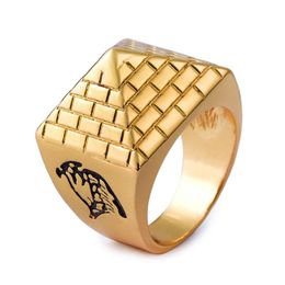 Nueva llegada pirámides egipcias aleación Metal hombres anillos Color oro alta calidad Hip Hop joyería de moda geométrica pirámide Ring7946072