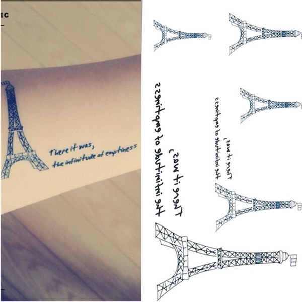 Recién llegado, diseño de la Torre Eiffel, pegatinas de tatuaje impermeables de gran calidad, herramientas de belleza para arte corporal para mujer, envío gratis
