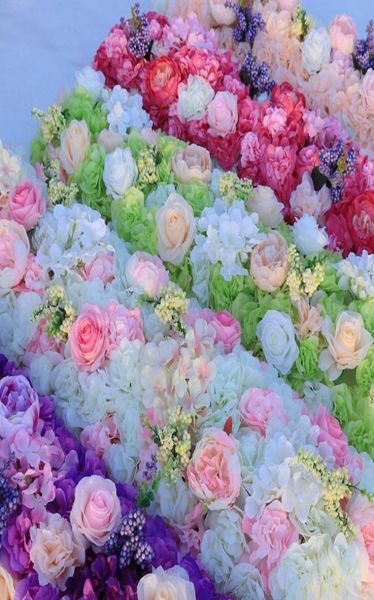 Nueva llegada elegantes filas de flores artificiales centros de mesa de bodas Cited Flower Table Runner Suministros EEA1293185189