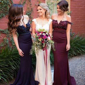 Nieuwe Collectie Elegante Bruidsmeisjes Jurken Off-Shoulder Applicaties Luxe Parels Bruiloft Jurken 2017 Sexy Mermaid Sweep Trein Prom Dresses
