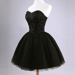 Nieuwe Collectie Elegante Korte Prom Dress Black Lace Up Princess Sweetheart Beading Fashion Dames Prom Dresses