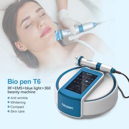 RF -apparatuur EMS Micro Current Electric Skin Lifting Device Biopen Blue Light Skin Verjongingstherapie en 360 Roterende Roller Massager Bio Pen T6 voor thuisgebruik