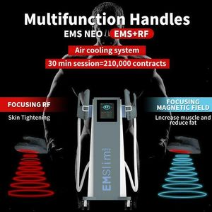 Nieuwe aankomst Emslim RF machine die EMS -spierstimulator elektromagnetische high -intensiteit lichaam en armen schoonheidsuitrusting 2 of 4 handgrepen kan werken, kunnen tegelijkertijd werken